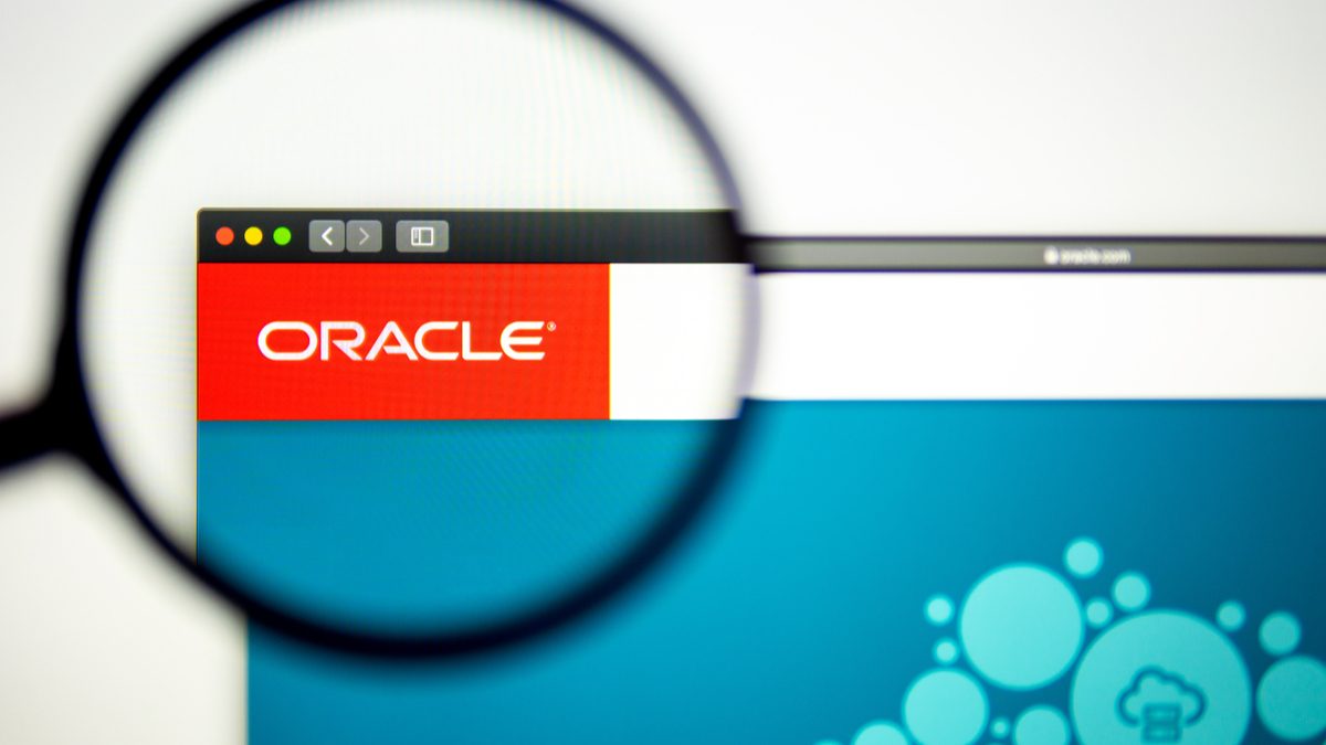 Oracle on laptop screen with magnifying glass