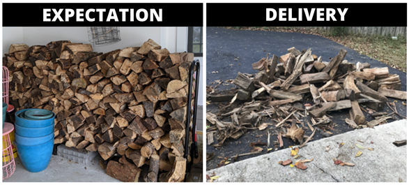 expectation vs delivery firewood example of SI delivery