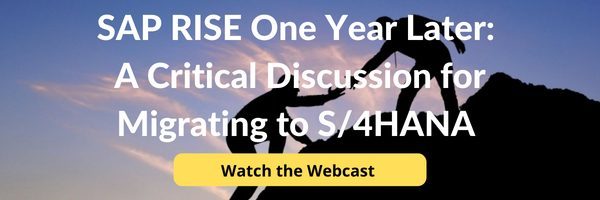 SAP RISE One Year Later: A Critical Discussion for Migrating to S/4HANA. Watch the Webcast.