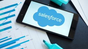 Salesforce logo on smartphone