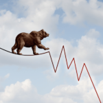 Bear, Clouds, downward trending line