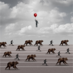 business person rising above a bear market