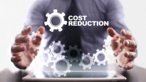 Businessman,Is,Using,Tablet,Pc,And,Selecting,Cost,Reduction