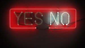 Yes,Or,No,Sign,Made,From,Neon,Alphabet,On,A