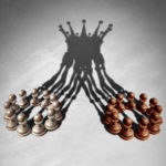 two groups of pawn's shadows merge to a crown