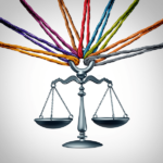 multiple ropes tied to justice scales