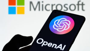 microsoft logo and openAI on smartphone